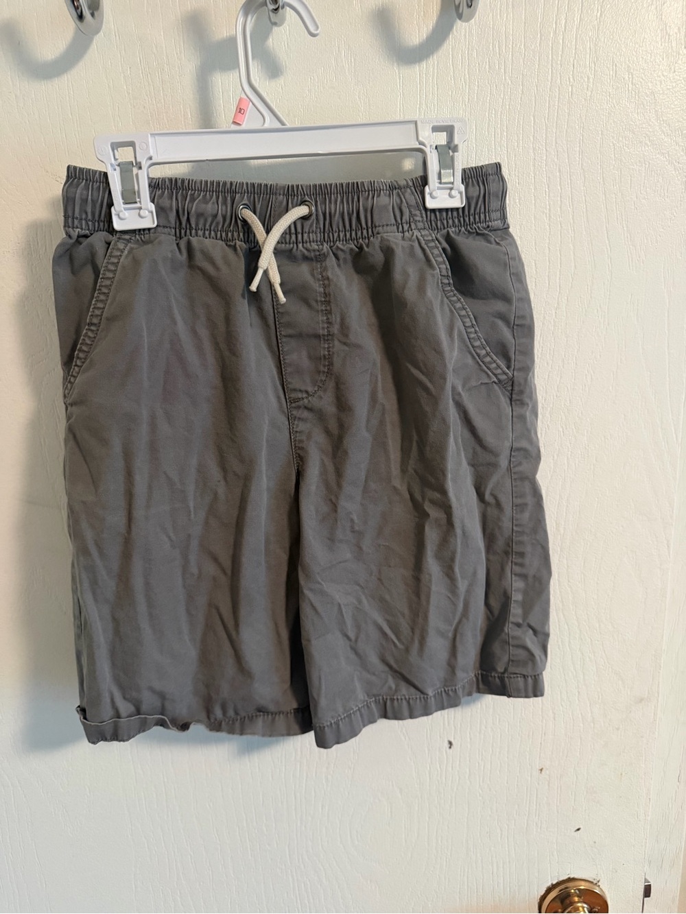 Gray Elastic Waist Shorts with Drawstring